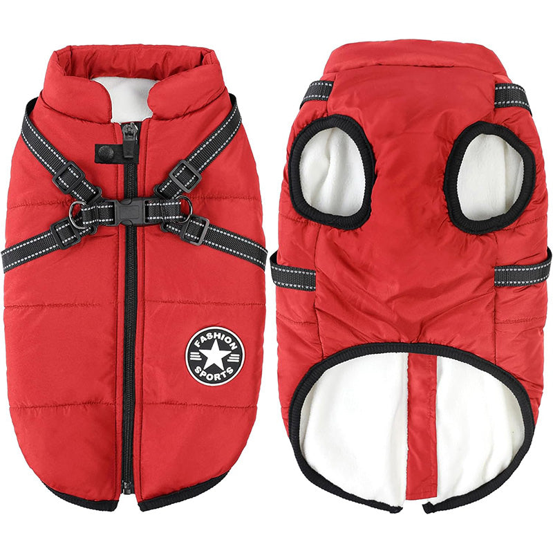 3-In-1-Winterjacke für Hunde – Warm, wasserdicht, winddicht mit integriertem Geschirr