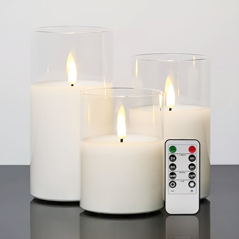 3-teiliges LED-Kerzenset mit Fernbedienung – ideal für Weihnachten, Hochzeiten & Geburtstage