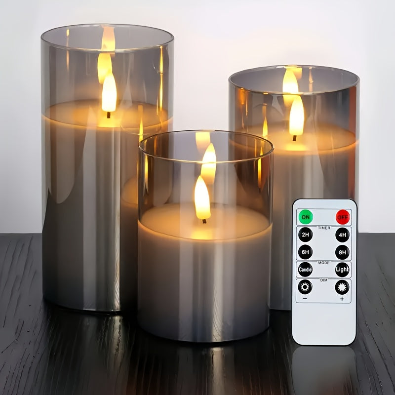 3-teiliges LED-Kerzenset mit Fernbedienung – ideal für Weihnachten, Hochzeiten & Geburtstage