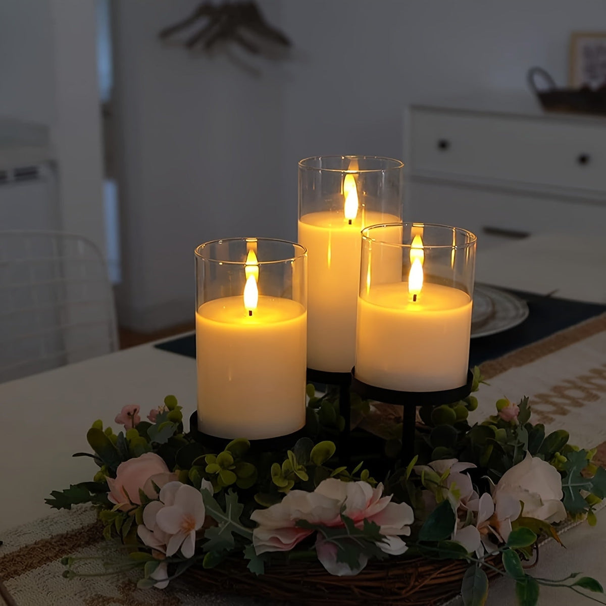 3-teiliges LED-Kerzenset mit Fernbedienung – ideal für Weihnachten, Hochzeiten & Geburtstage