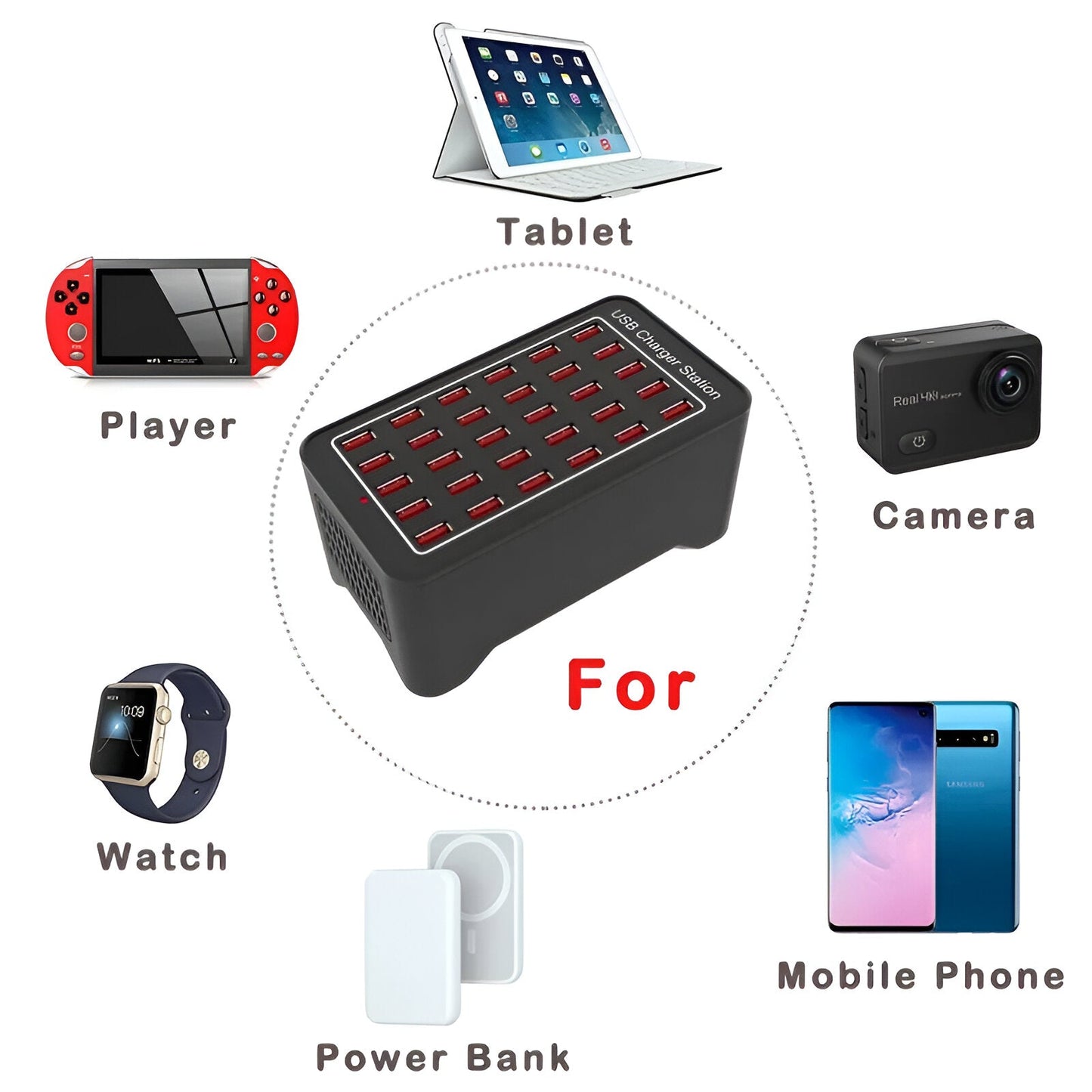 30-Port-USB-A-Ladestation für Schnellladung