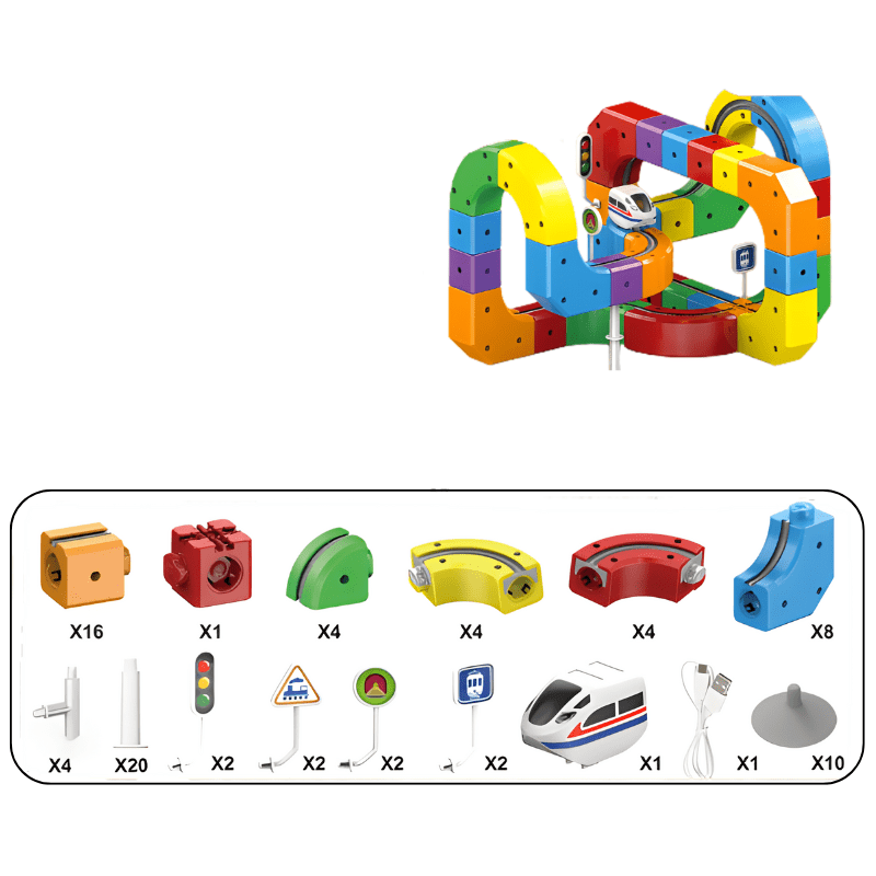 3D-Eisenbahn-Bausatz Für Kinder mit wiederaufladbarer Lokomotive