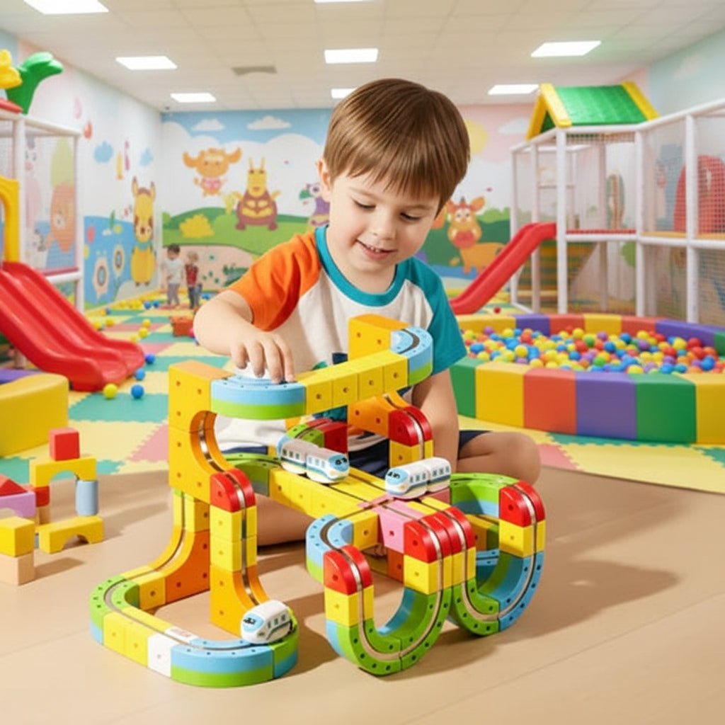3D-Eisenbahn-Bausatz Für Kinder mit wiederaufladbarer Lokomotive