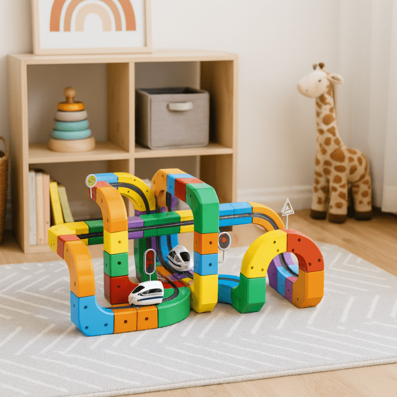 3D-Eisenbahn-Bausatz Für Kinder mit wiederaufladbarer Lokomotive