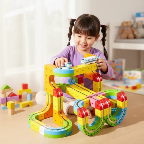 3D-Eisenbahn-Bausatz Für Kinder mit wiederaufladbarer Lokomotive