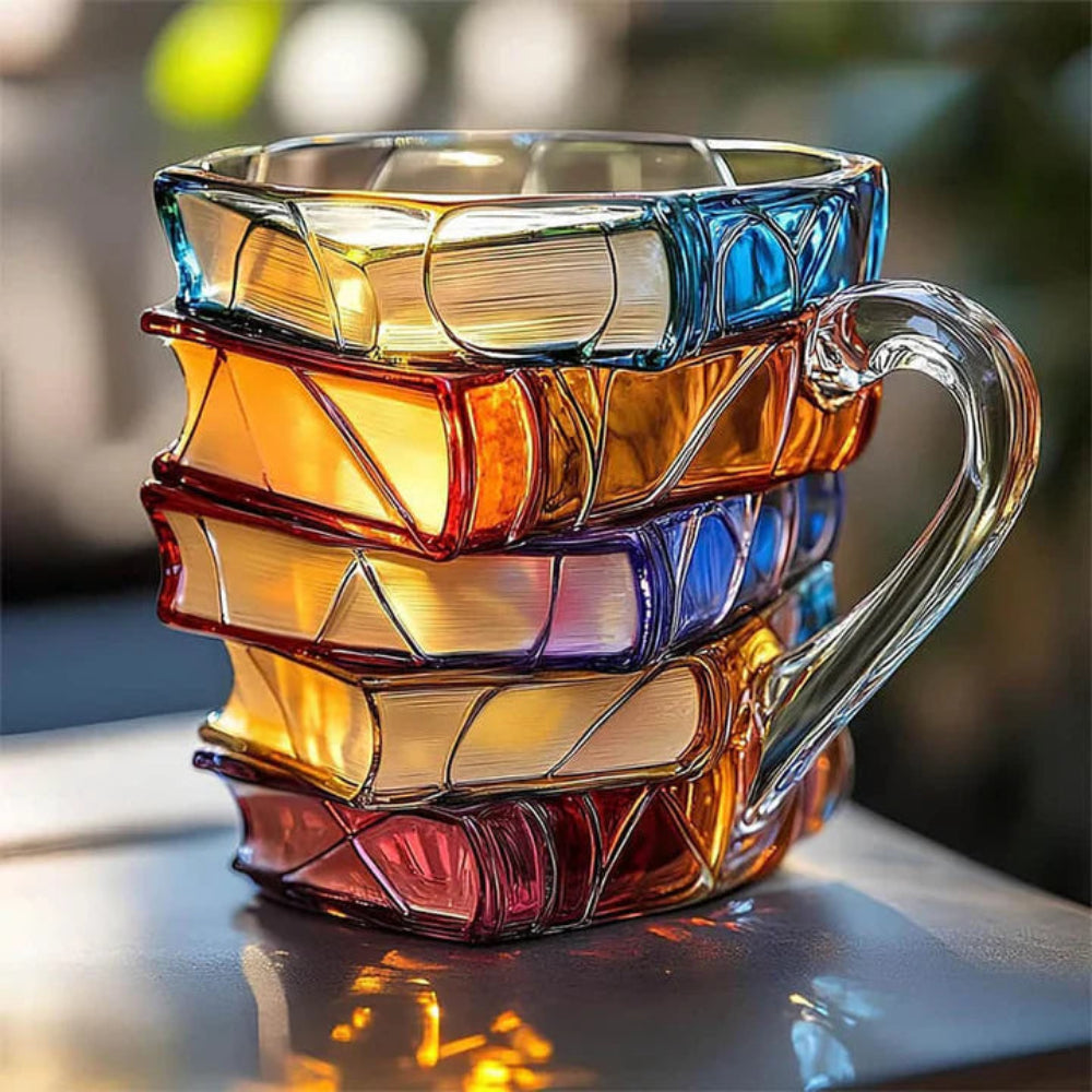 3D-Glastasse im Buch-Design als literarisches Geschenk