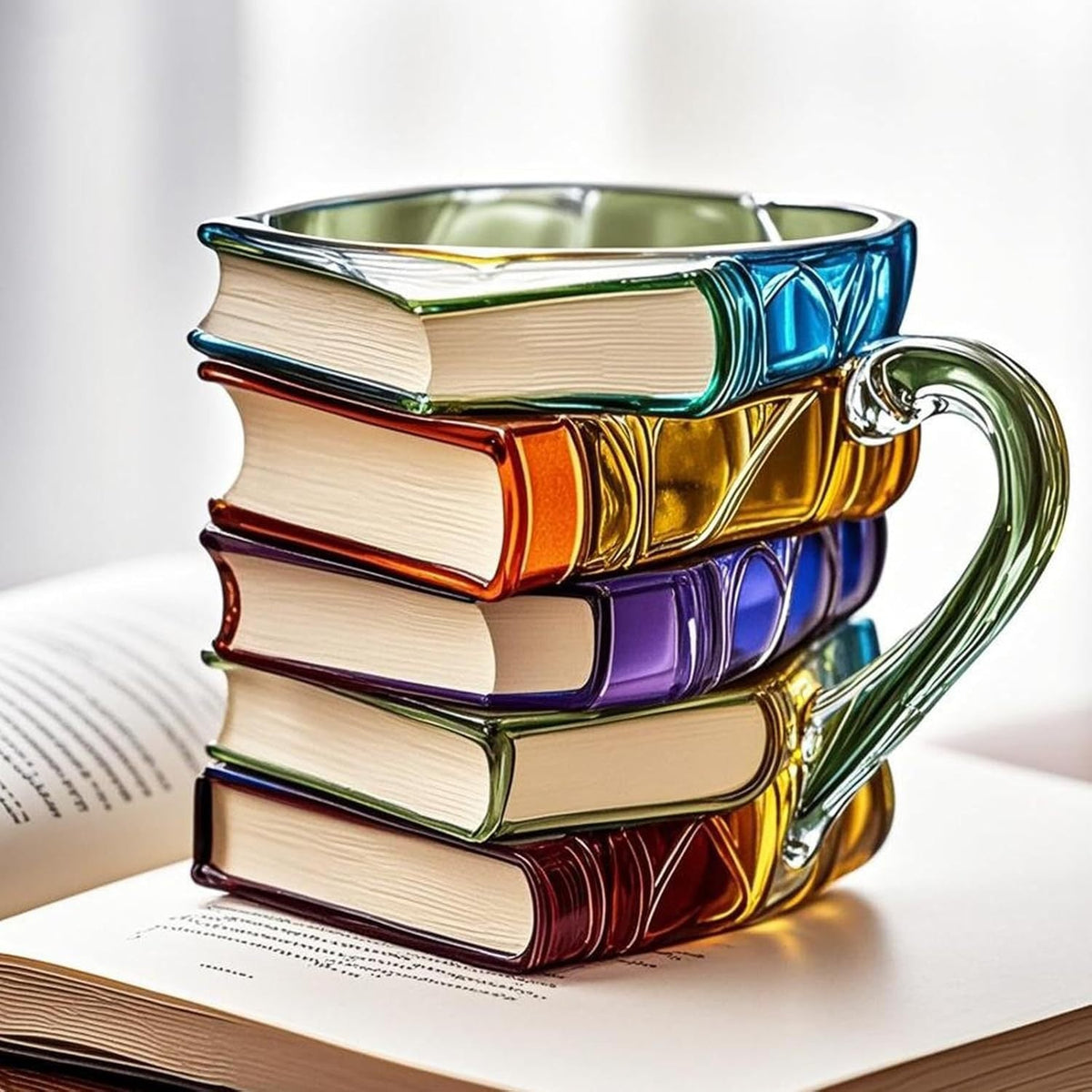 3D-Glastasse im Buch-Design als literarisches Geschenk
