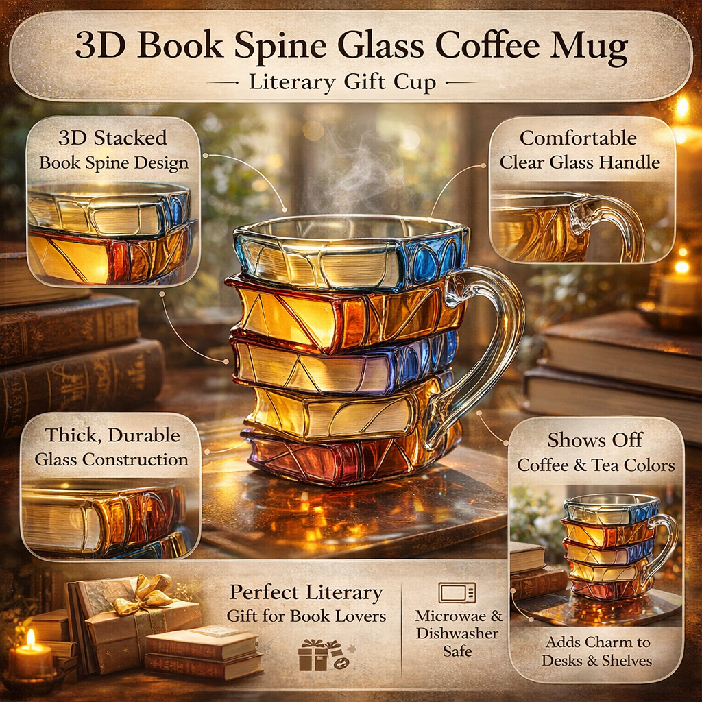 3D-Glastasse im Buch-Design als literarisches Geschenk