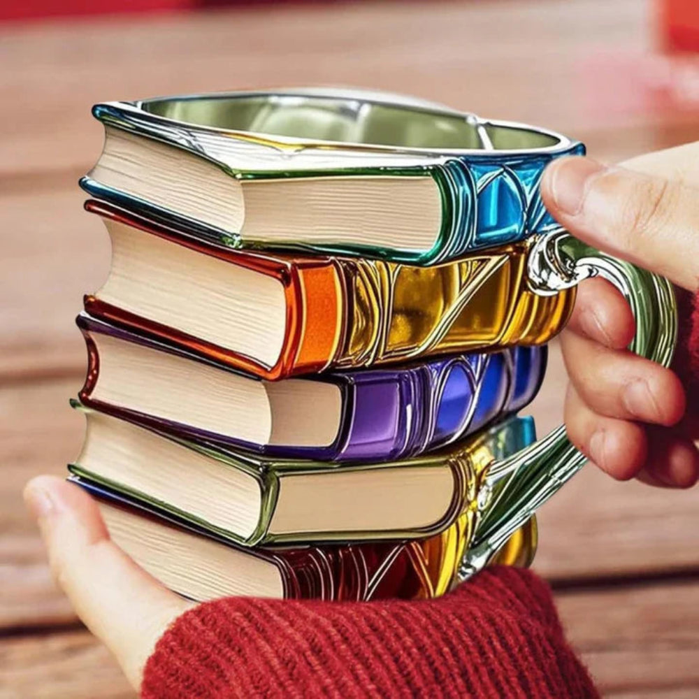 3D-Glastasse im Buch-Design als literarisches Geschenk