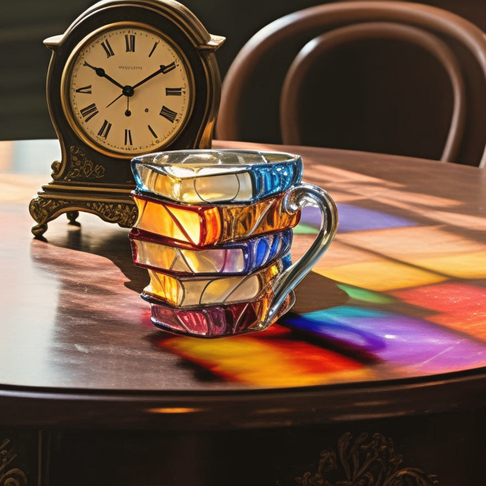 3D-Glastasse im Buch-Design als literarisches Geschenk