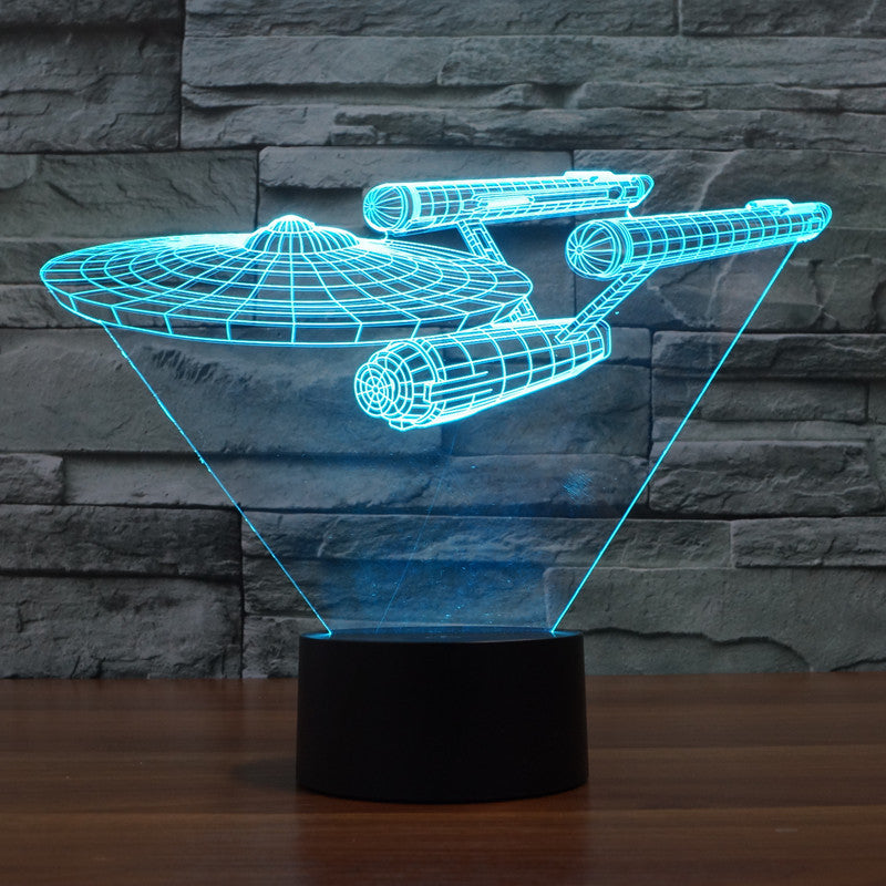 3D-LED-Lampe Raumschiff Star Trek Enterprise – Mehrfarbiges Licht mit optischer Illusion