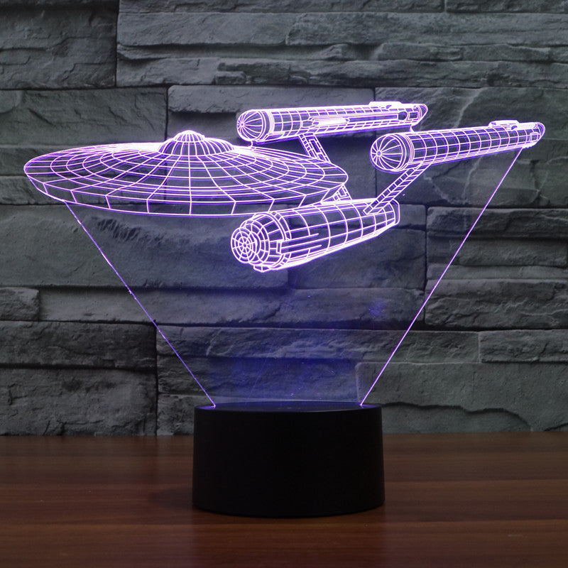 3D-LED-Lampe Raumschiff Star Trek Enterprise – Mehrfarbiges Licht mit optischer Illusion