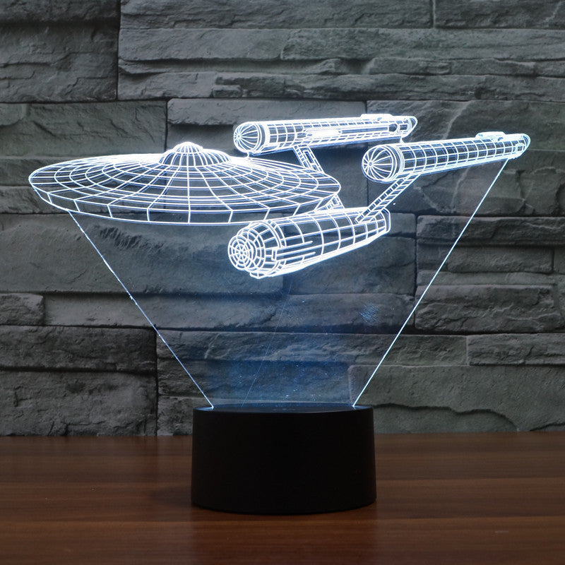 3D-LED-Lampe Raumschiff Star Trek Enterprise – Mehrfarbiges Licht mit optischer Illusion