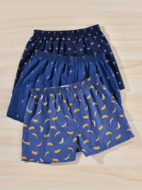 3er-Pack Herren-Boxershorts aus 100 % Baumwolle mit modernem Pflanzenmuster
