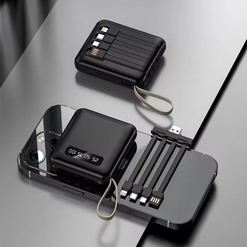 4-In-1-Powerbank - USB-C-Schnellladung - 10000 & 20000 mAh - Schwarz, Weiß & Lila
