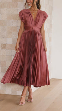A-Linien-Midikleid für Damen mit V-Ausschnitt