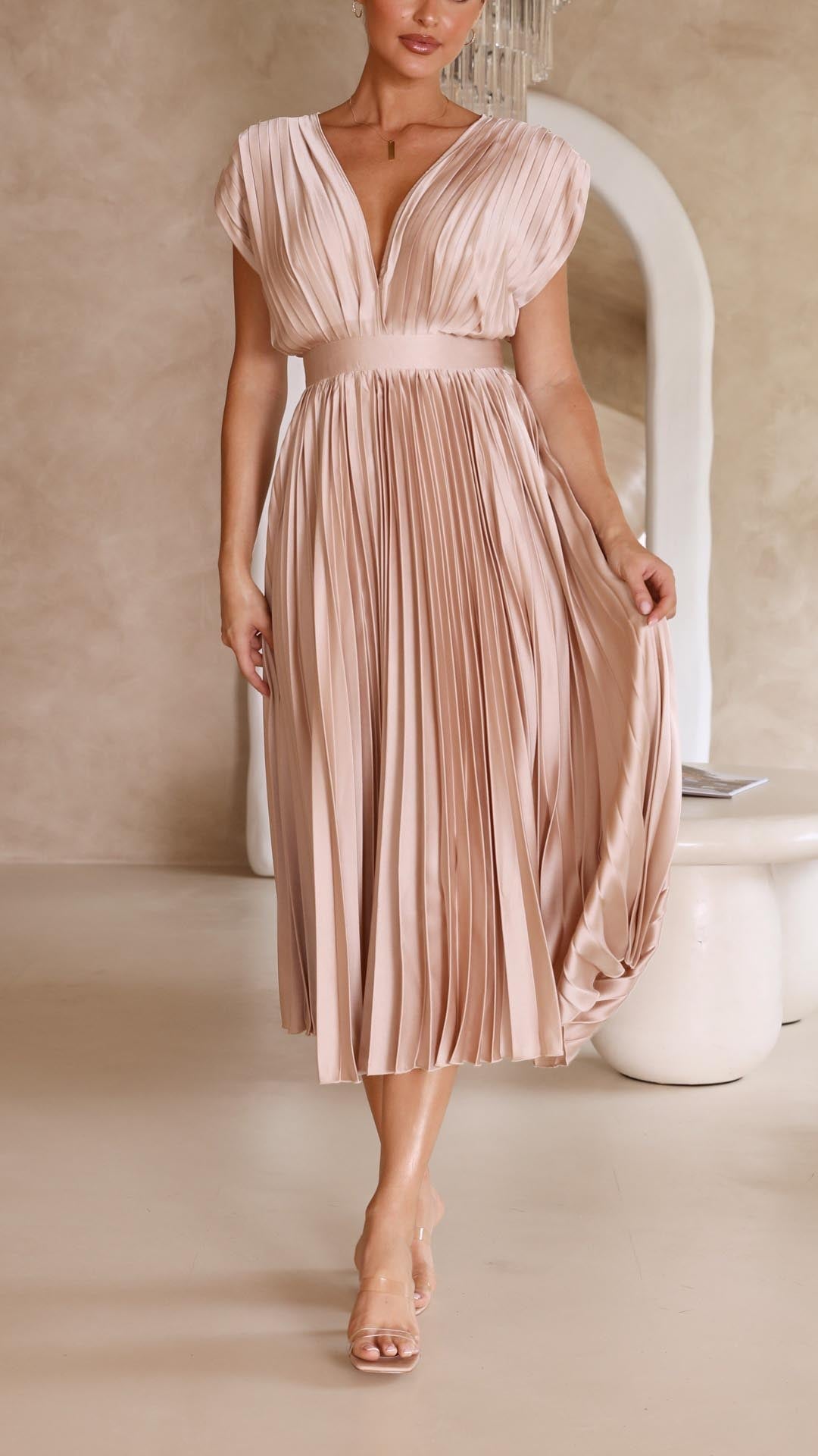 A-Linien-Midikleid für Damen mit V-Ausschnitt