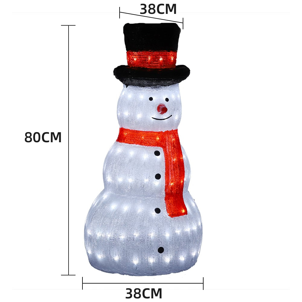 Acryl-Schneemann – Höhe 80 cm mit LED-Beleuchtung
