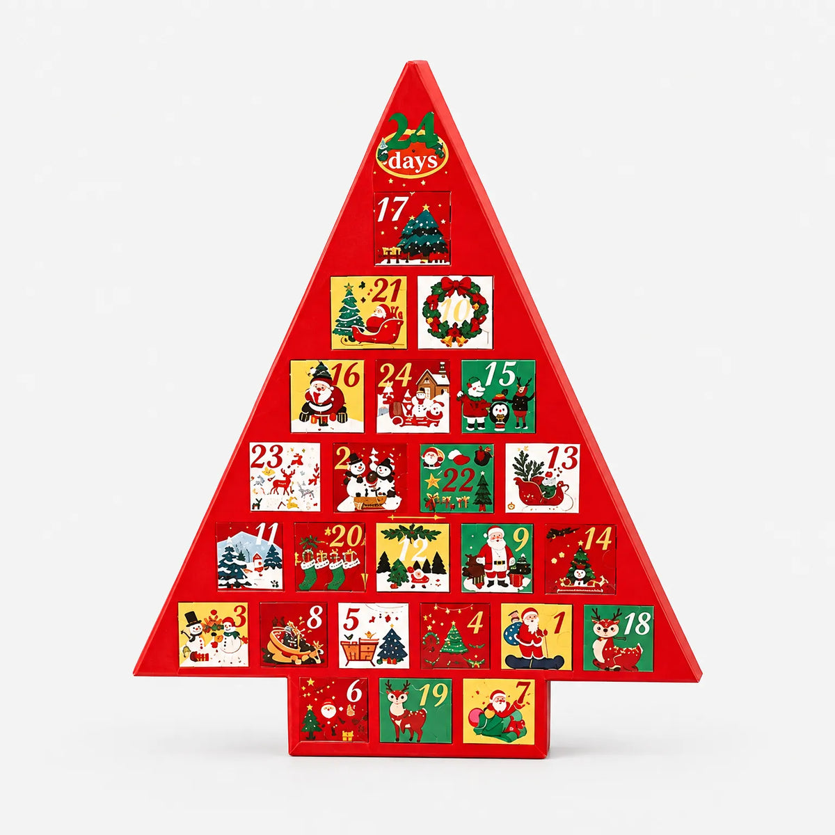 Adventskalender in Tannenbaumform zum Befüllen – freistehender Weihnachtsbaum mit 24 Schubladen, 41 cm hoch, wiederverwendbar