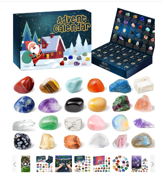 Adventskalender mit 24 natürlichen Kristallschätzen