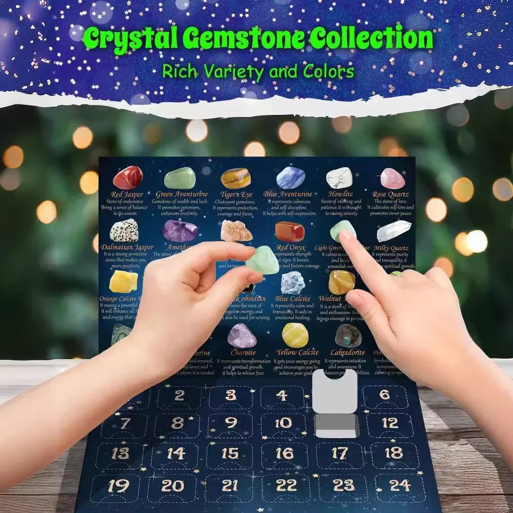 Adventskalender mit 24 natürlichen Kristallschätzen