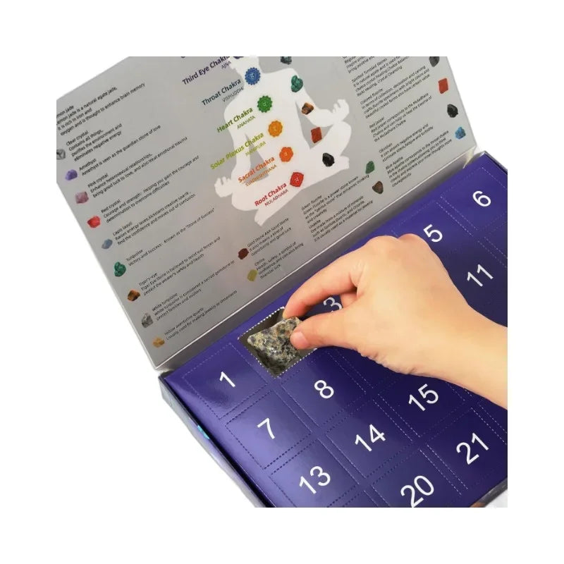 Adventskalender mit 24 natürlichen Kristallschätzen