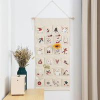 Adventskalender mit 24 Taschen aus Segeltuch für Kinder – Mehrfarbige Weihnachtsdekoration zum Aufhängen