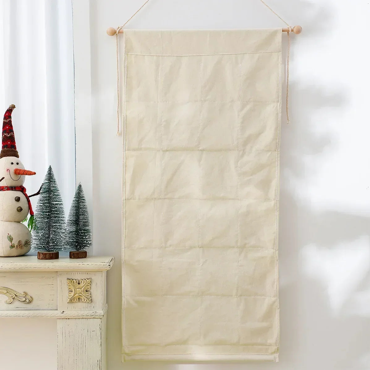 Adventskalender mit 24 Taschen aus Segeltuch für Kinder – Mehrfarbige Weihnachtsdekoration zum Aufhängen