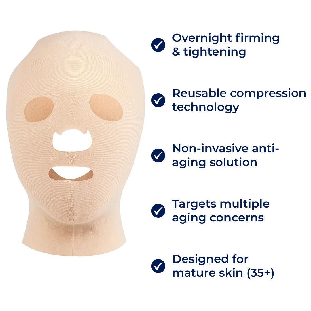 Anti-Falten-Facelift-Maske – Wiederverwendbare Kompression – Weiche ergonomische Passform – Straffung über Nacht für reife Haut
