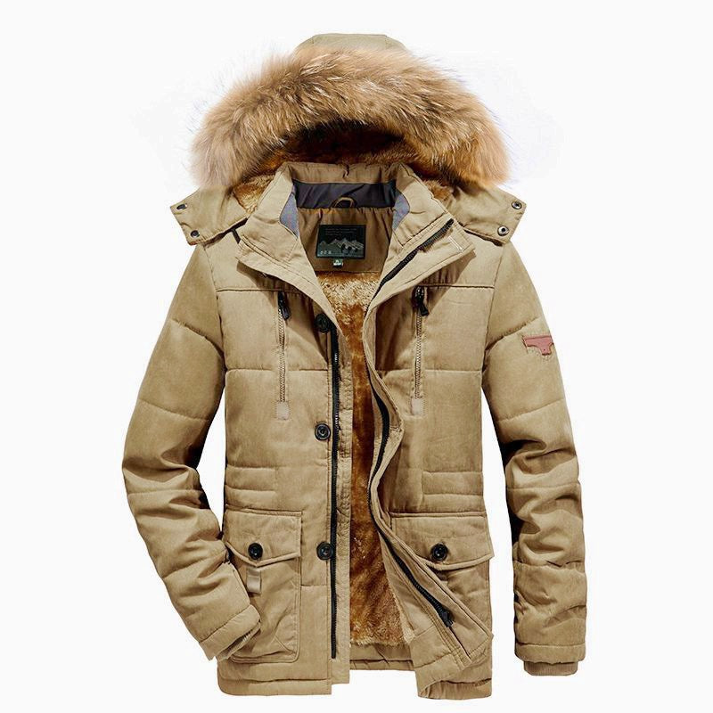 Arctic-Utility-Parka für Herren mit durchgehendem Teddyfutter, Zwei-Wege-Reißverschluss und abnehmbarer Fellkapuze