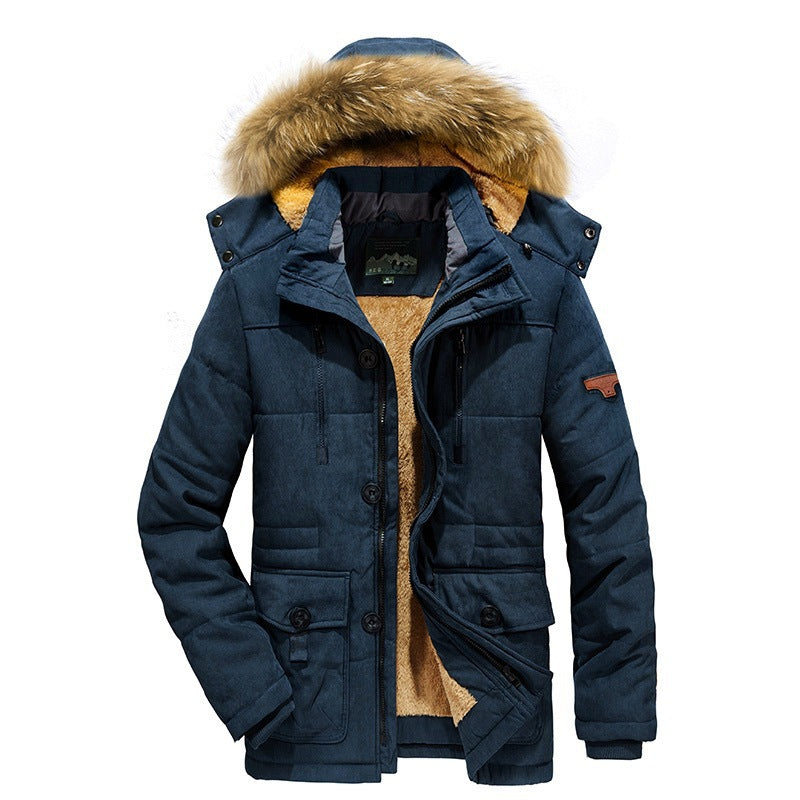 Arctic-Utility-Parka für Herren mit durchgehendem Teddyfutter, Zwei-Wege-Reißverschluss und abnehmbarer Fellkapuze