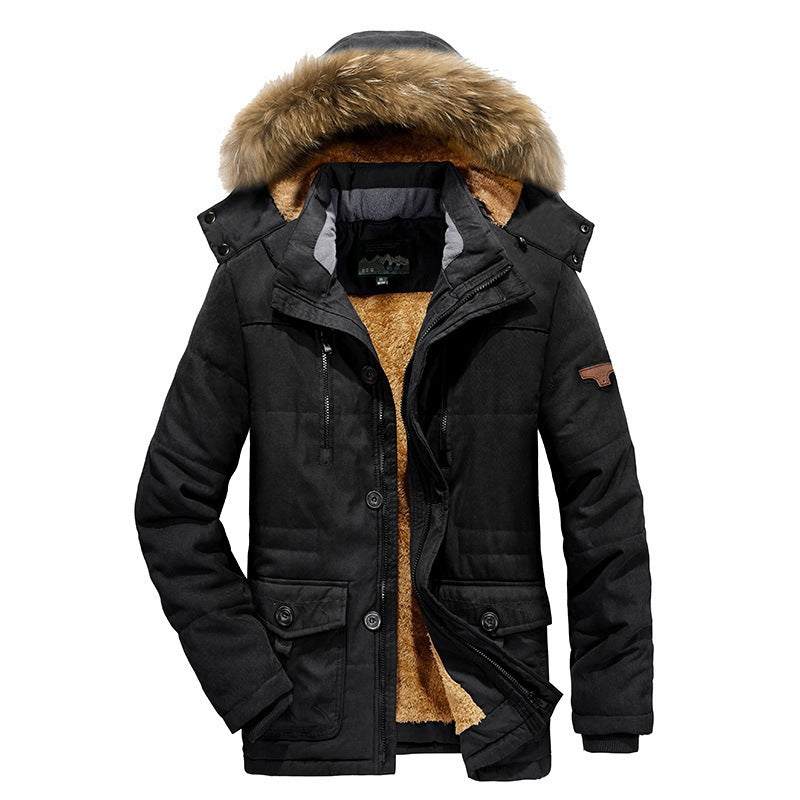 Arctic-Utility-Parka für Herren mit durchgehendem Teddyfutter, Zwei-Wege-Reißverschluss und abnehmbarer Fellkapuze