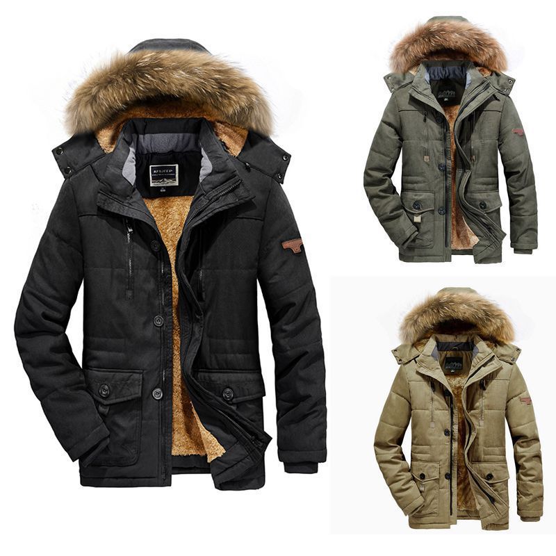 Arctic-Utility-Parka für Herren mit durchgehendem Teddyfutter, Zwei-Wege-Reißverschluss und abnehmbarer Fellkapuze