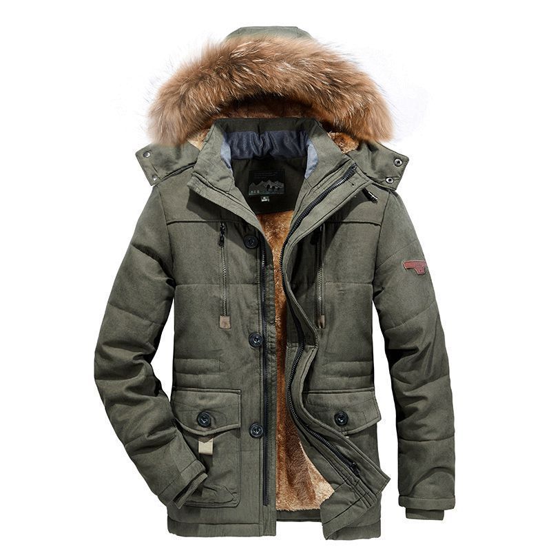 Arctic-Utility-Parka für Herren mit durchgehendem Teddyfutter, Zwei-Wege-Reißverschluss und abnehmbarer Fellkapuze