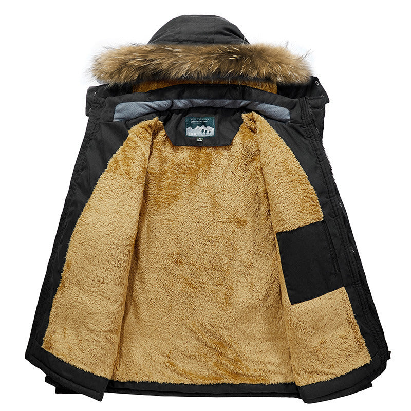 Arctic-Utility-Parka für Herren mit durchgehendem Teddyfutter, Zwei-Wege-Reißverschluss und abnehmbarer Fellkapuze