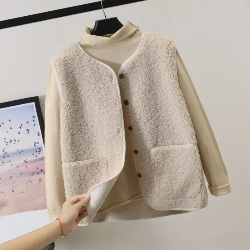Ärmellose Strickweste mit Knopfleiste für Damen