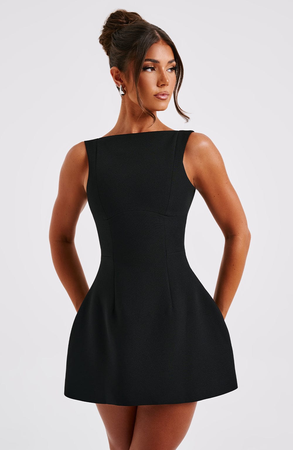 Ärmelloses A-Linien-Minikleid für Damen | Strukturiertes, ausgestelltes Skaterkleid