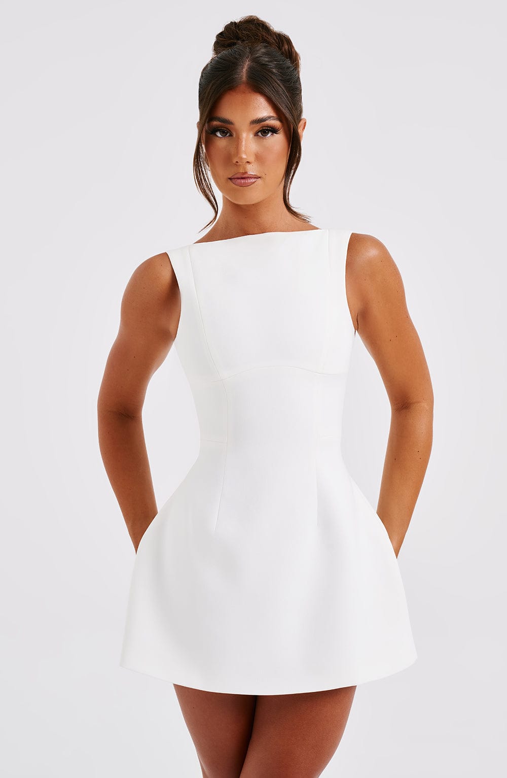 Ärmelloses A-Linien-Minikleid für Damen | Strukturiertes, ausgestelltes Skaterkleid