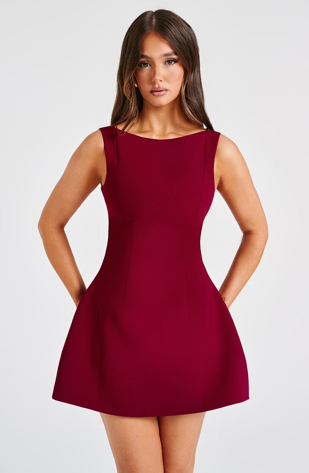 Ärmelloses A-Linien-Minikleid für Damen | Strukturiertes, ausgestelltes Skaterkleid