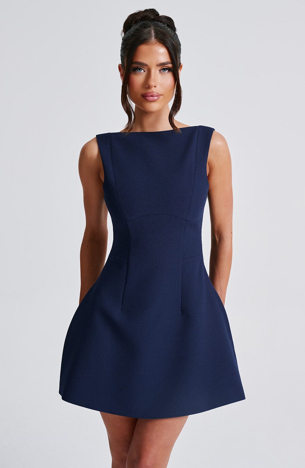 Ärmelloses A-Linien-Minikleid für Damen | Strukturiertes, ausgestelltes Skaterkleid