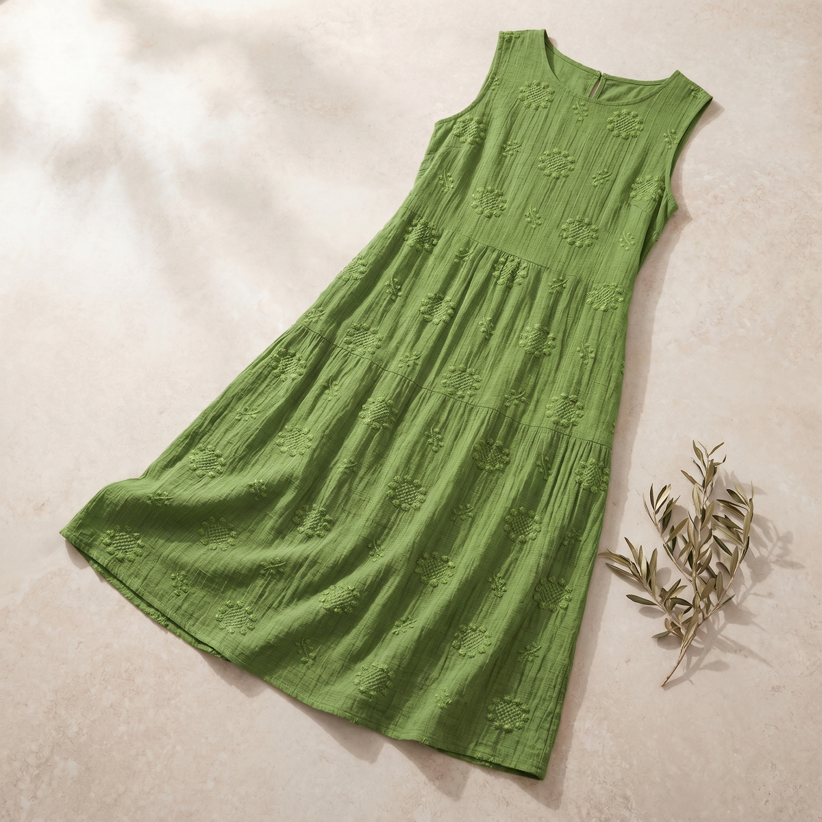 Ärmelloses Besticktes Damenkleid | Leichtes Sommer-Maxikleid