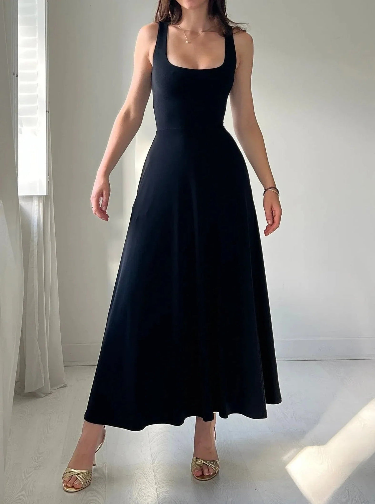 Ärmelloses Midikleid in A-Linie für Damen