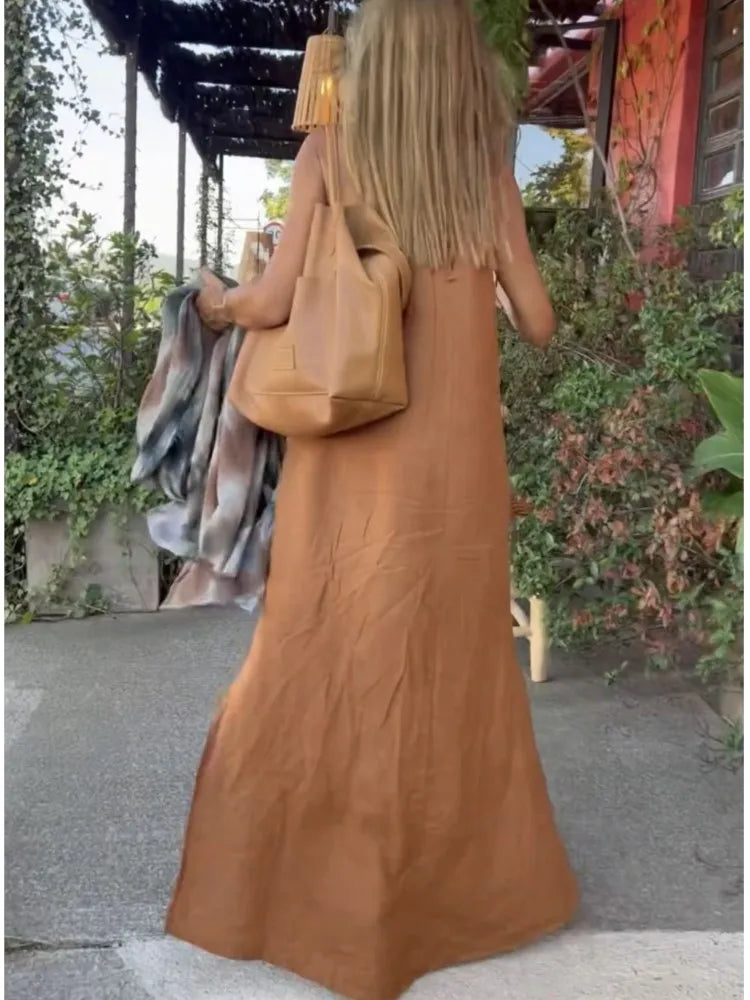 Ärmelloses Neckholder-Maxikleid für Damen in A-Linie