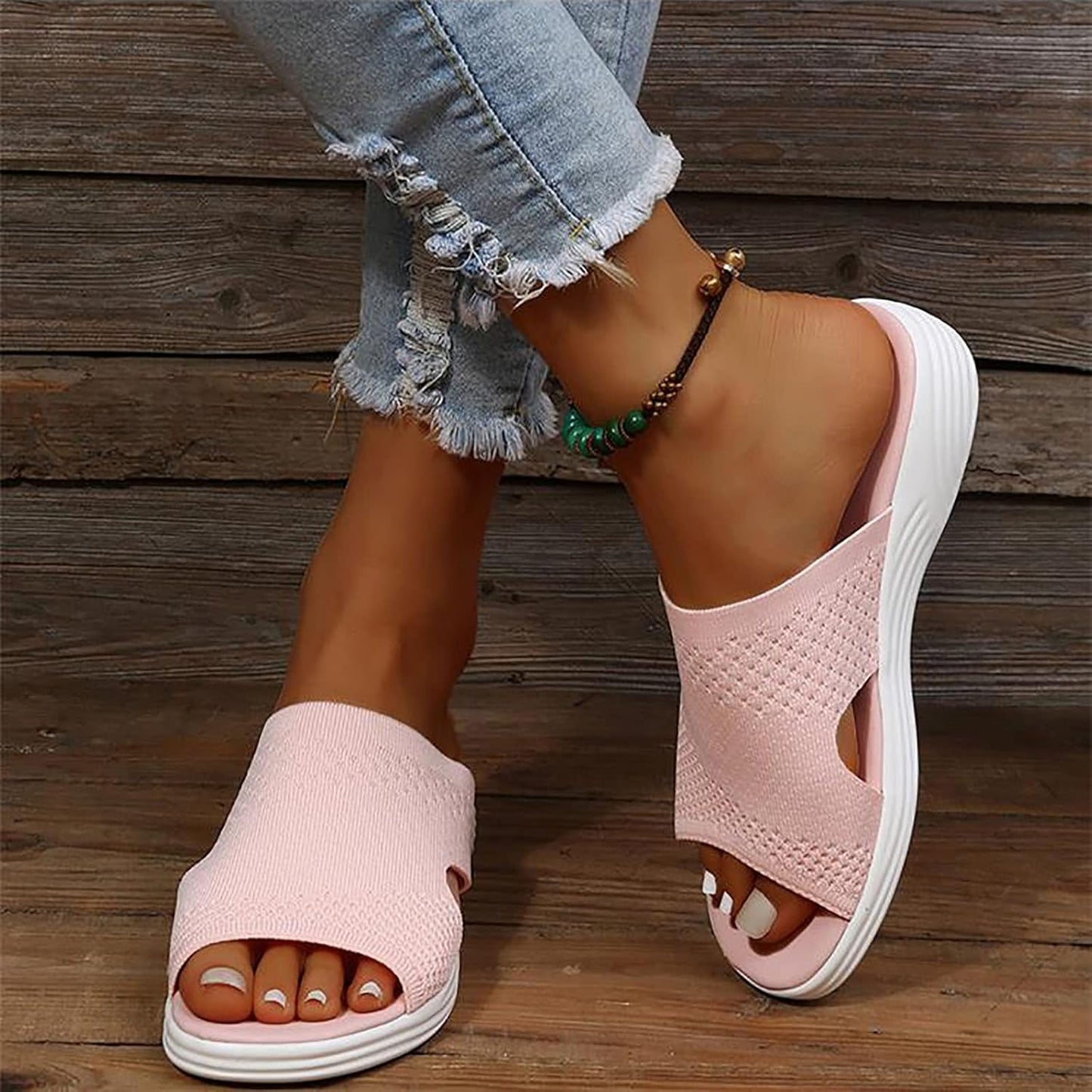 Atmungsaktive Damen-Slipper mit gepolsterter Sohle