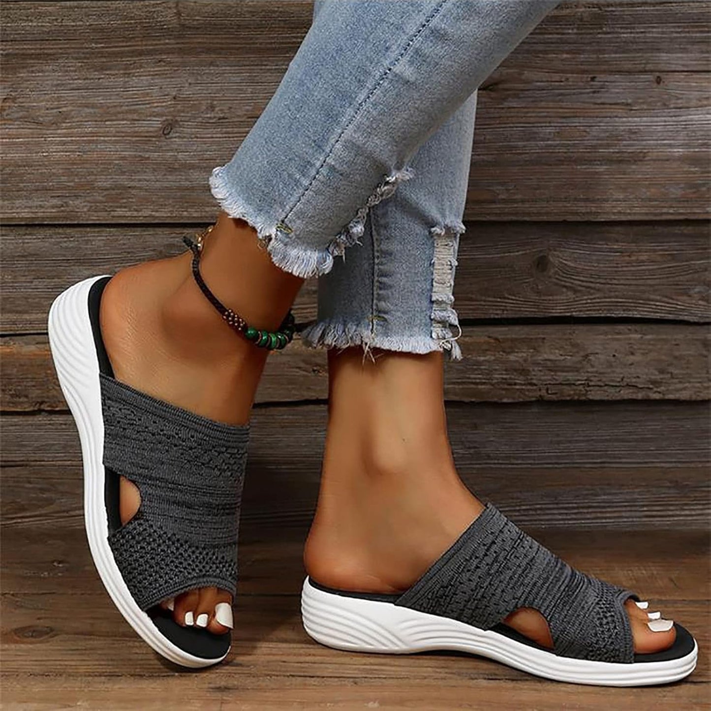 Atmungsaktive Damen-Slipper mit gepolsterter Sohle