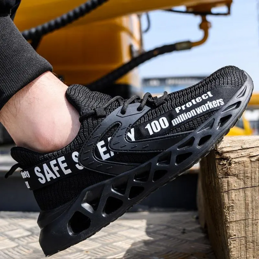 Atmungsaktive Flyknit-Arbeitsschuhe mit Stahlkappe und Kevlar-Sohle