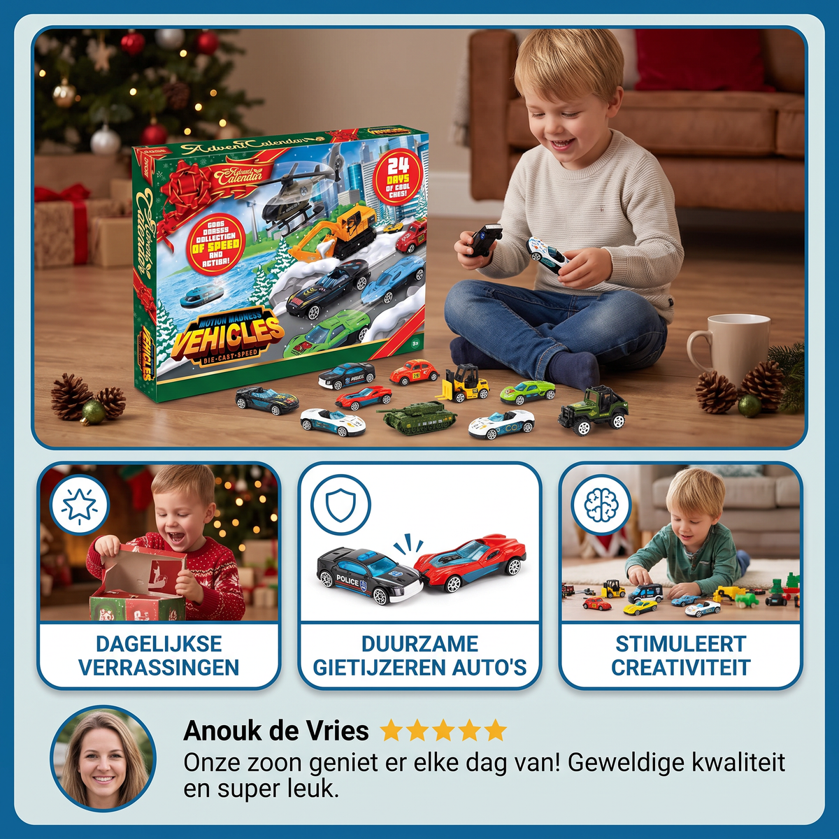 Auto-Adventskalender für Kinder 2026 – 24 Die-Cast-Spielzeugautos aus Metall