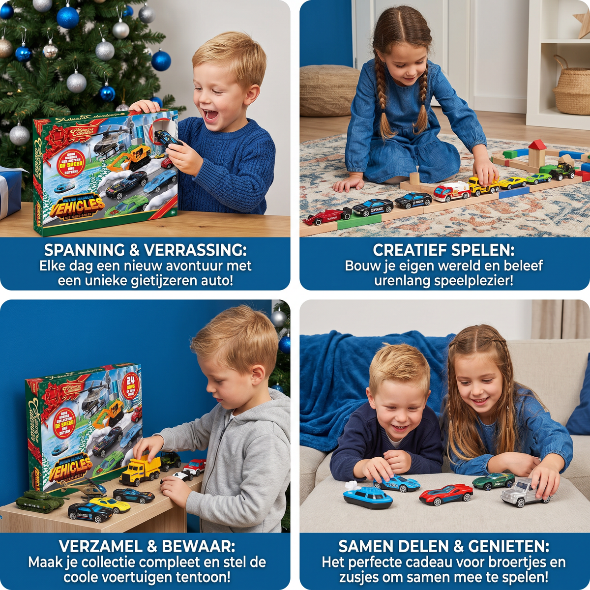 Auto-Adventskalender für Kinder 2026 – 24 Die-Cast-Spielzeugautos aus Metall