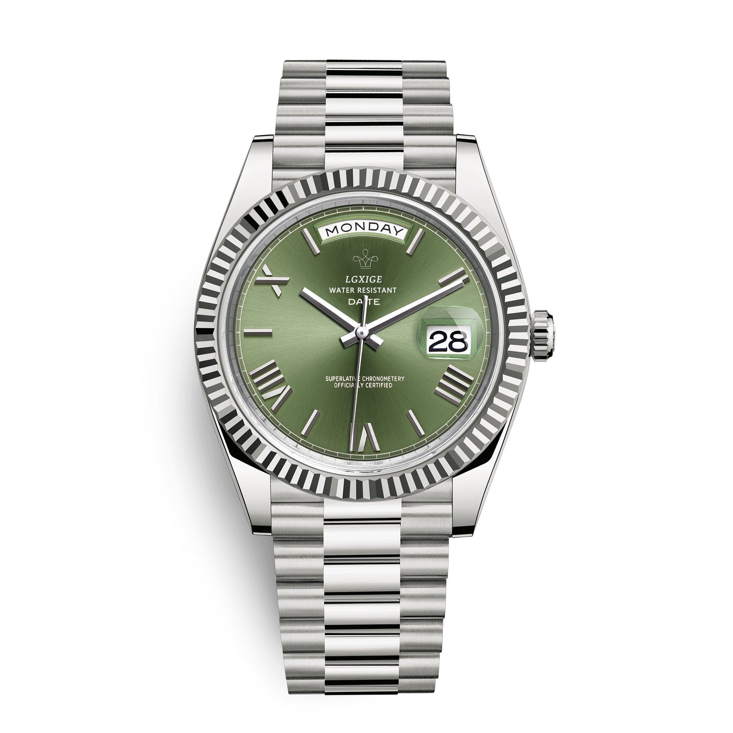 Automatische Herrenuhr mit Tages- und Datumsanzeige – Zeitlos und elegant