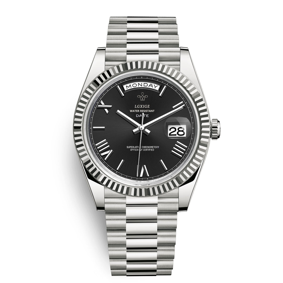 Automatische Herrenuhr mit Tages- und Datumsanzeige – Zeitlos und elegant